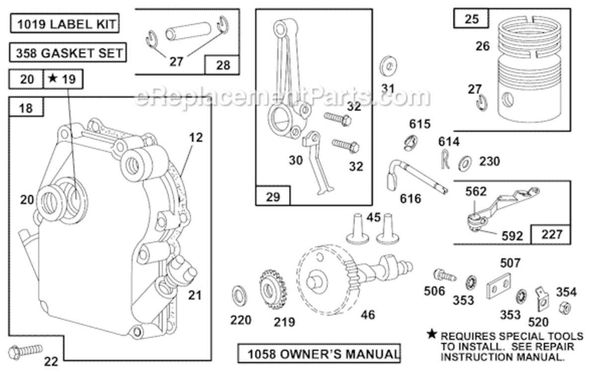 Page B Diagram and Parts List for 80200 2201-2413, 2416, 2419, 2421, 2422, 2423, 2424, 2426, 2428, 2429 Briggs and Stratton Engine